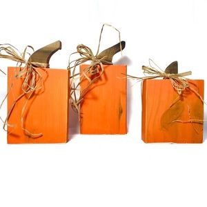 🎃 Set of 3 Pumpkins Halloween Decor Wood